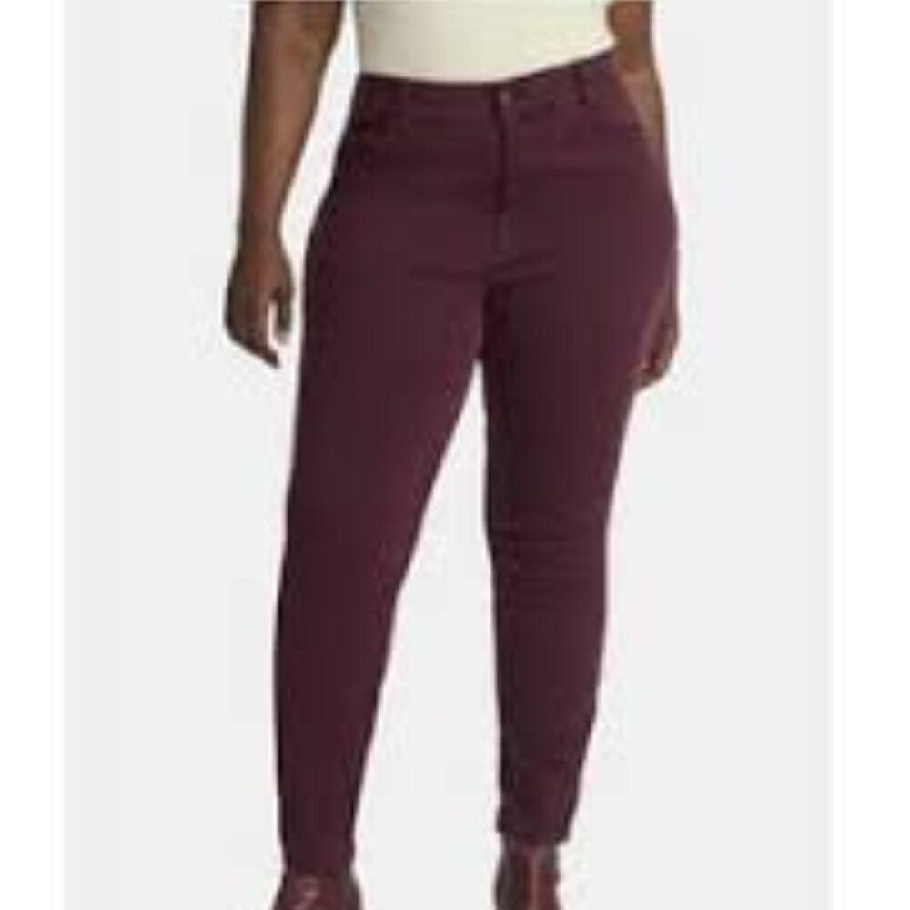 Terra & Sky Women's Plus High Rise Straight Leg Jeans  Plum Purple, size 18W NWT